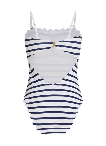 Bandeau Scallop Swimsuit, White