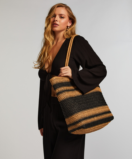Striped Beach Bag, Black
