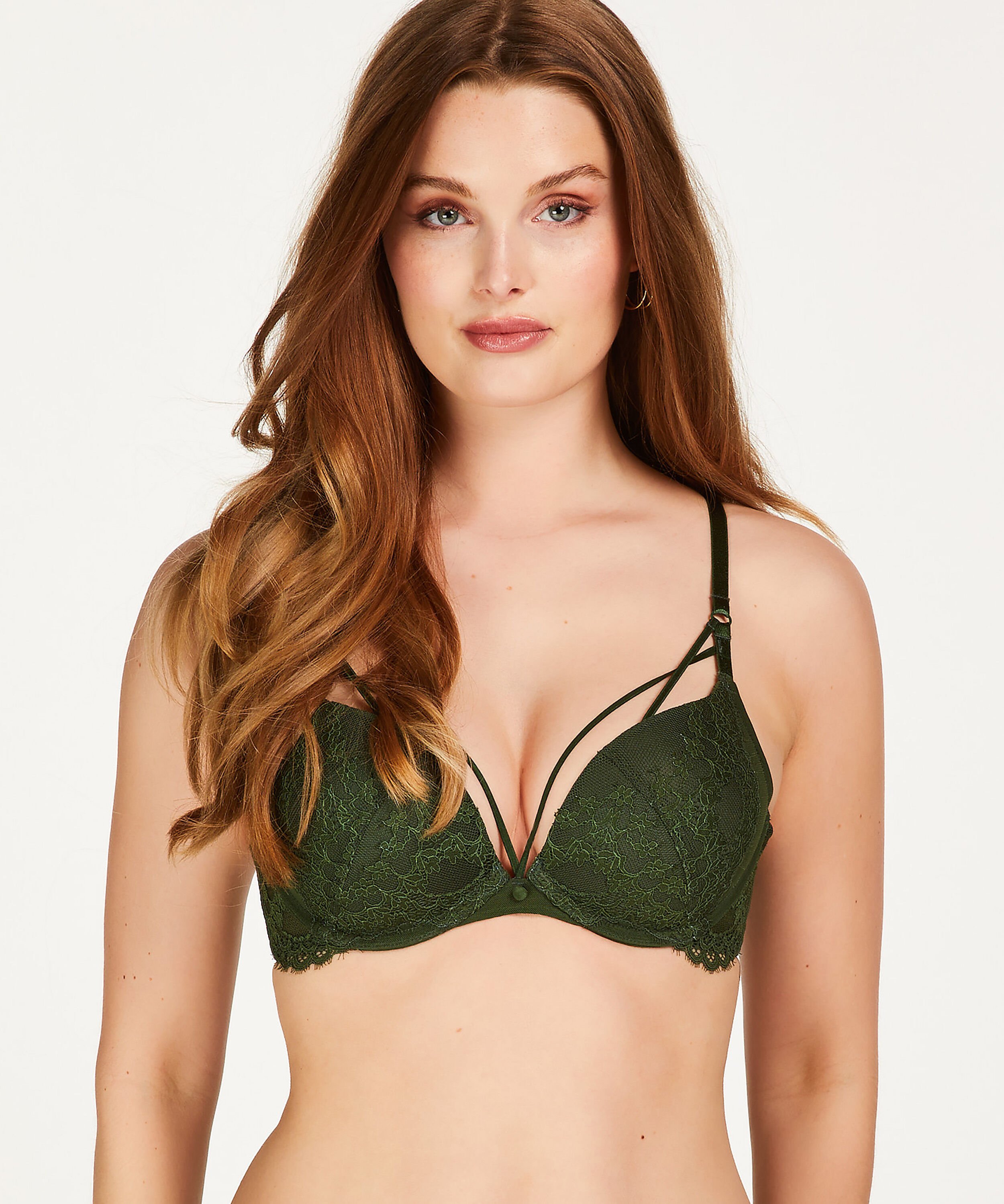 Daisy Padded Underwired Maximizer Bra, Green