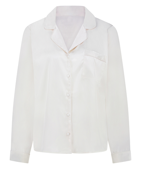 Satin Long-Sleeved Jacket, White