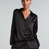 Satin Long-Sleeved Jacket, Black