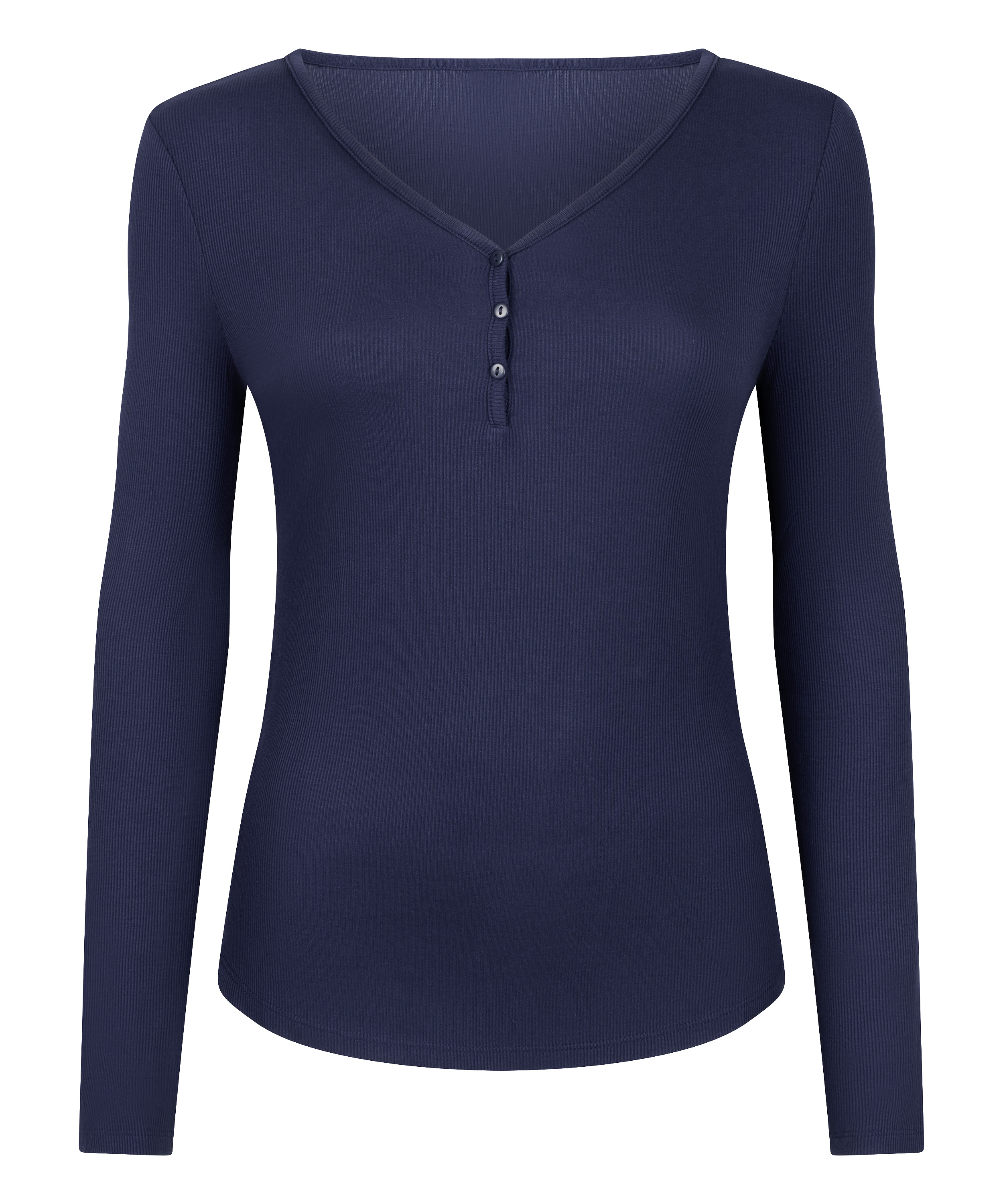 Longsleeved Pyjama Top Henley, Blue, main