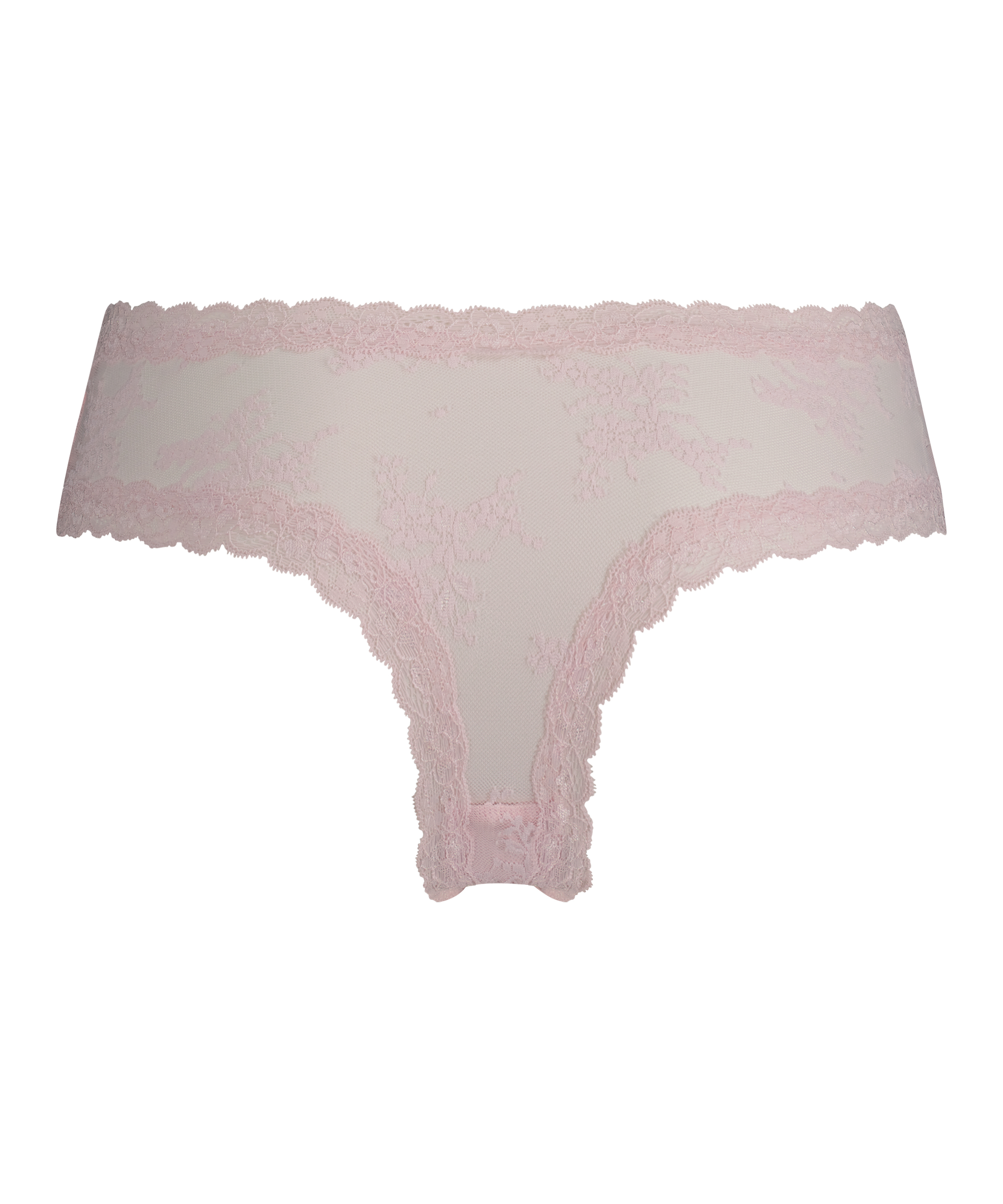 Floral Mesh V-shaped Brazilian Knickers, Pink, main