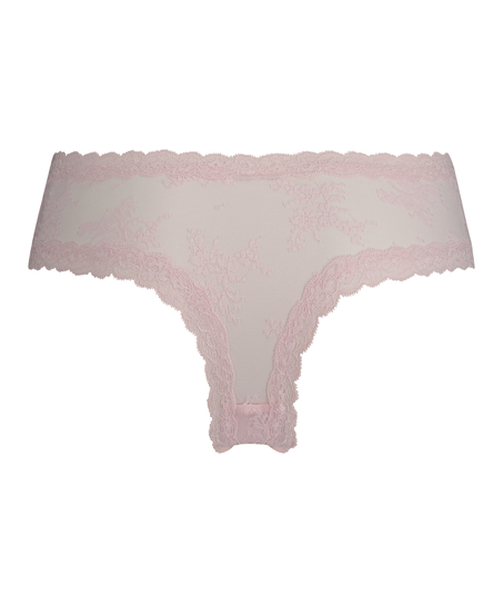 Floral Mesh V-shaped Brazilian Knickers, Pink