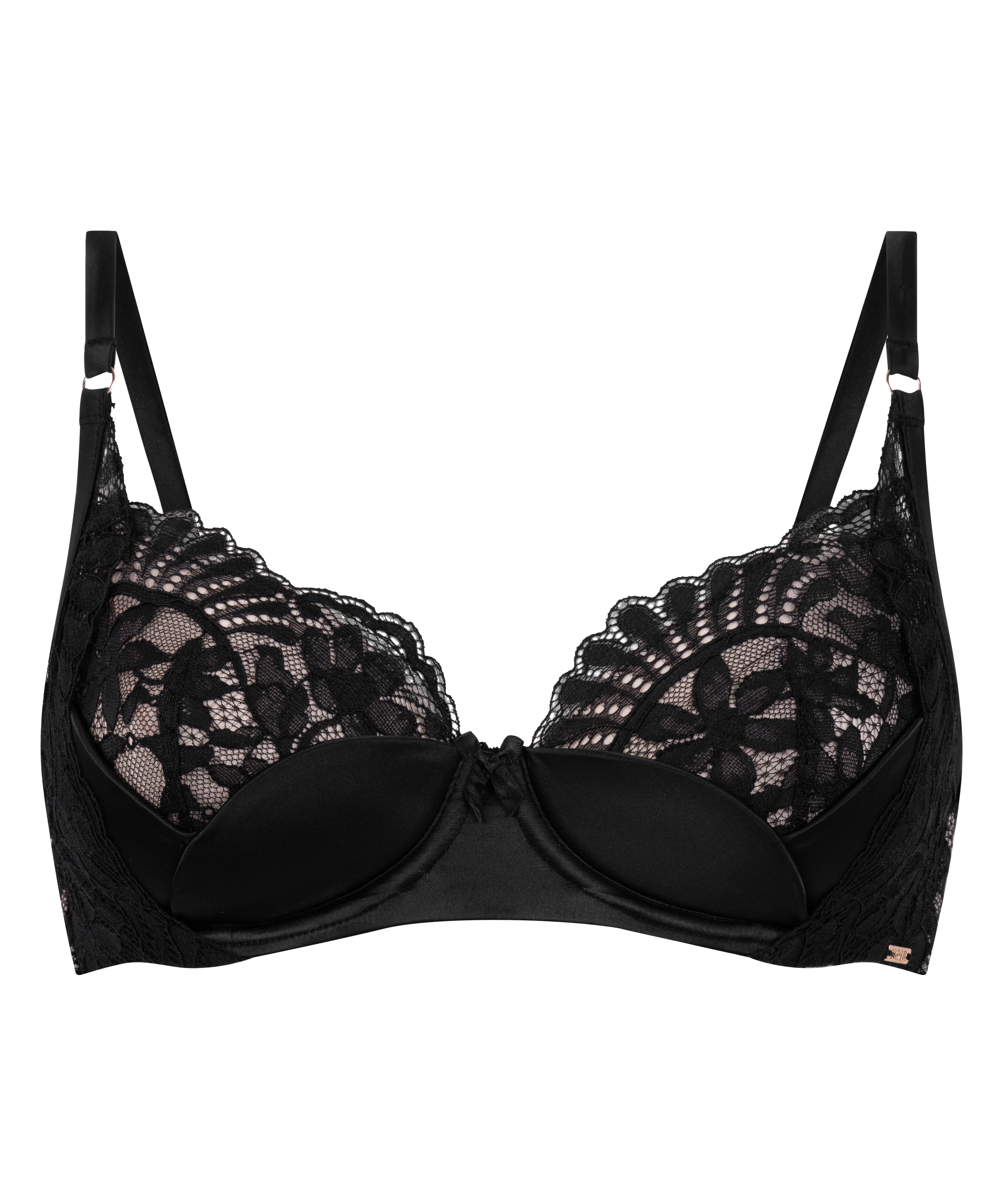 Poppy Padded Underwired Bra, Black, main