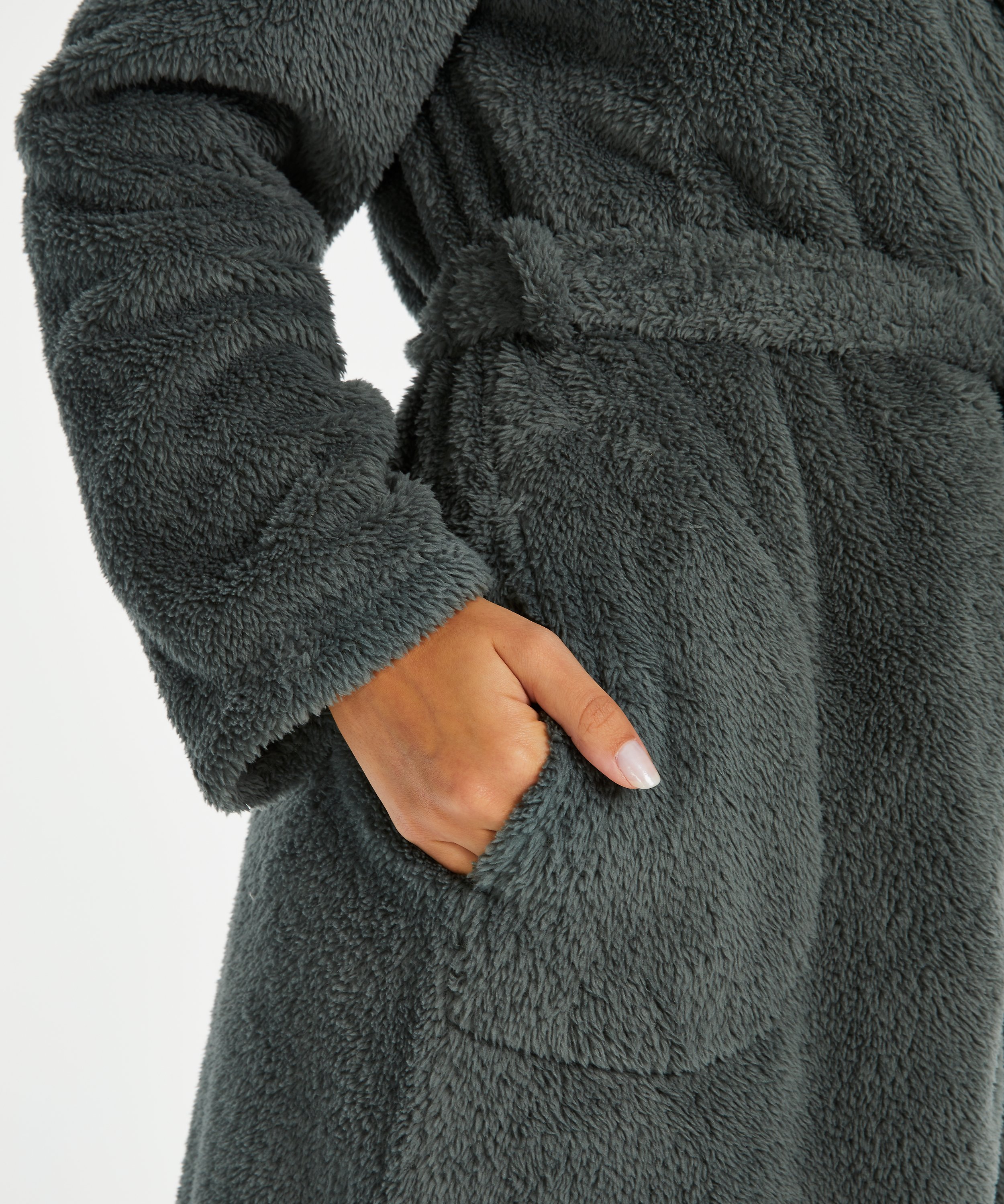 Fleece Bathrobe Short, Green, main