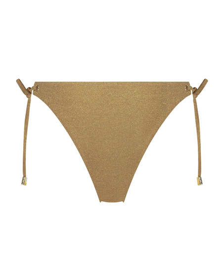Goldie Shimmer Cheeky Tanga Bikini Bottoms, Yellow