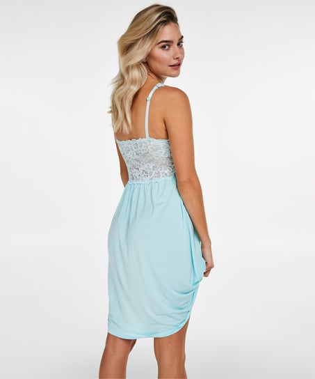 Modal Lace Slip Dress, Blue