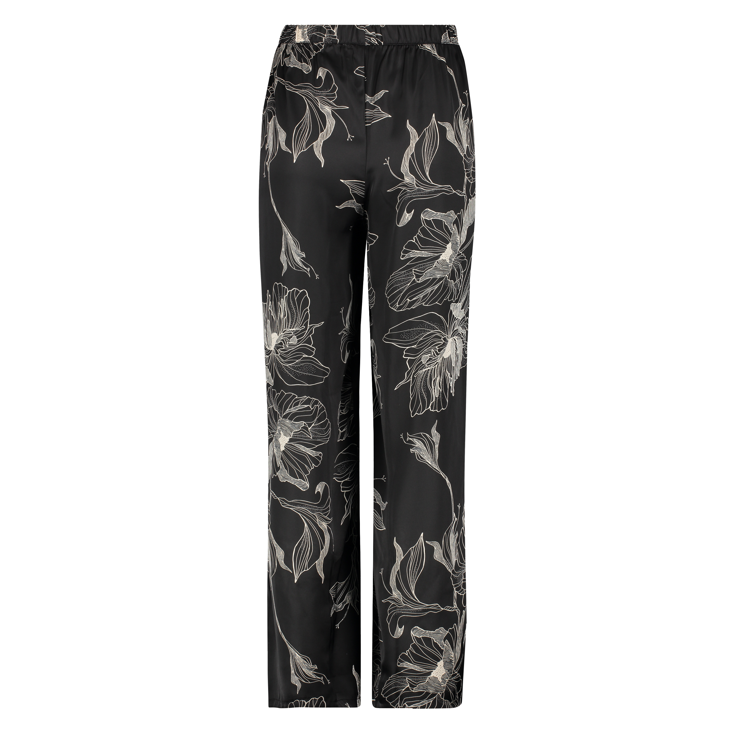 Lotus satin palazzo trousers, Black, main