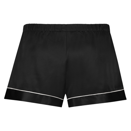 Satin Lace Pyjama Shorts, Black