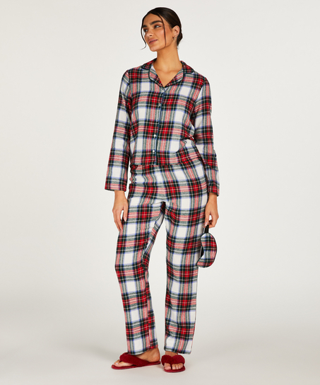 Twill Check Pyjama Set, White