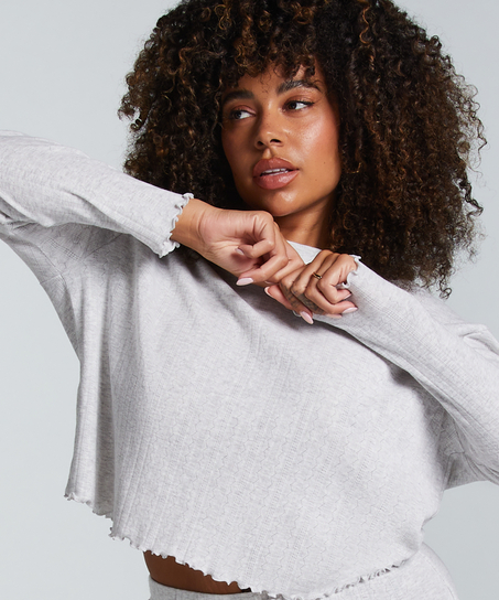 Pointelle Pyjama Top, Beige