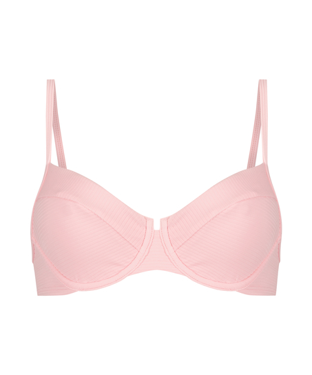 Texture non-padded underwired bikini top, Black