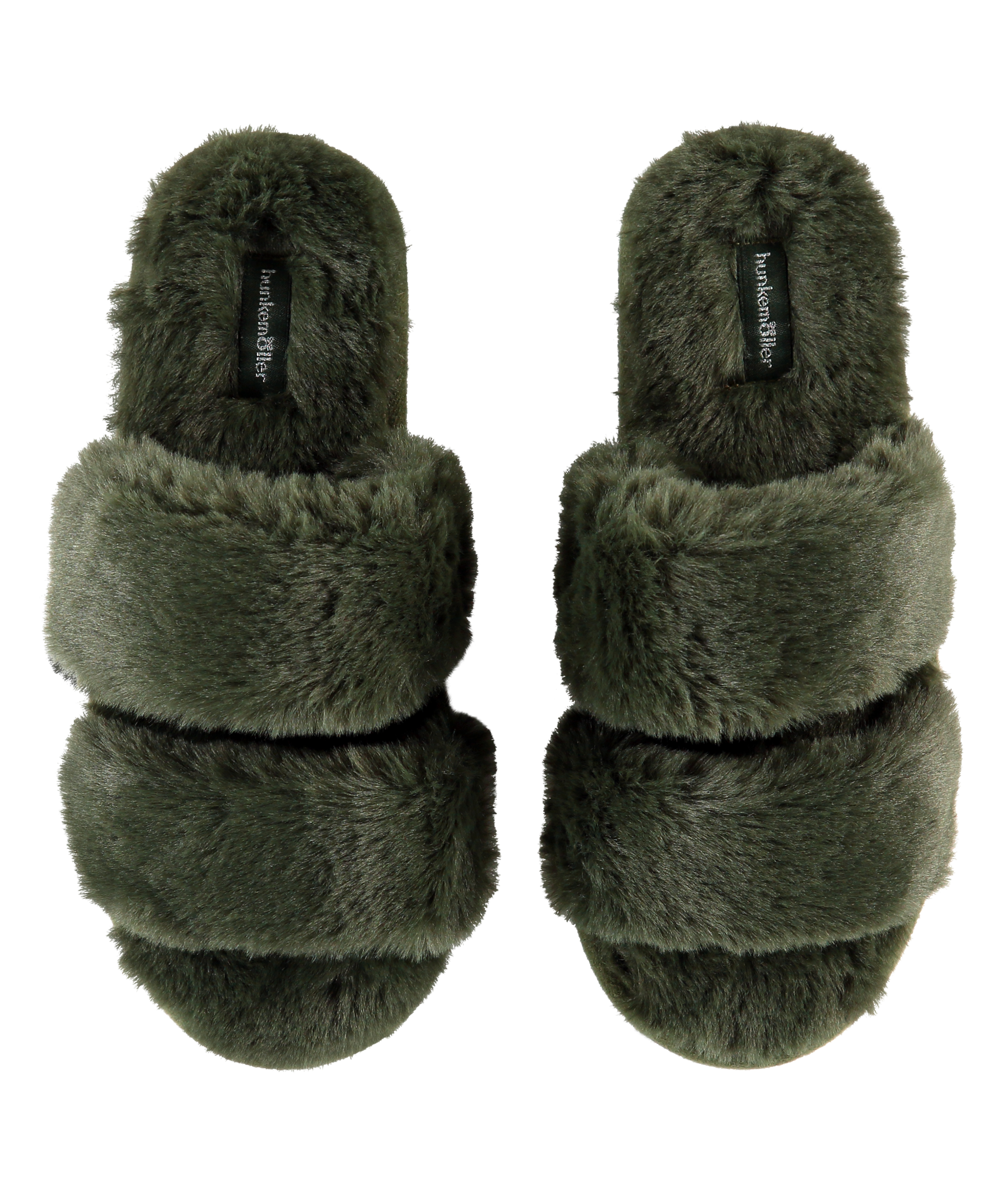 Fake Fur Slippers, Green, main