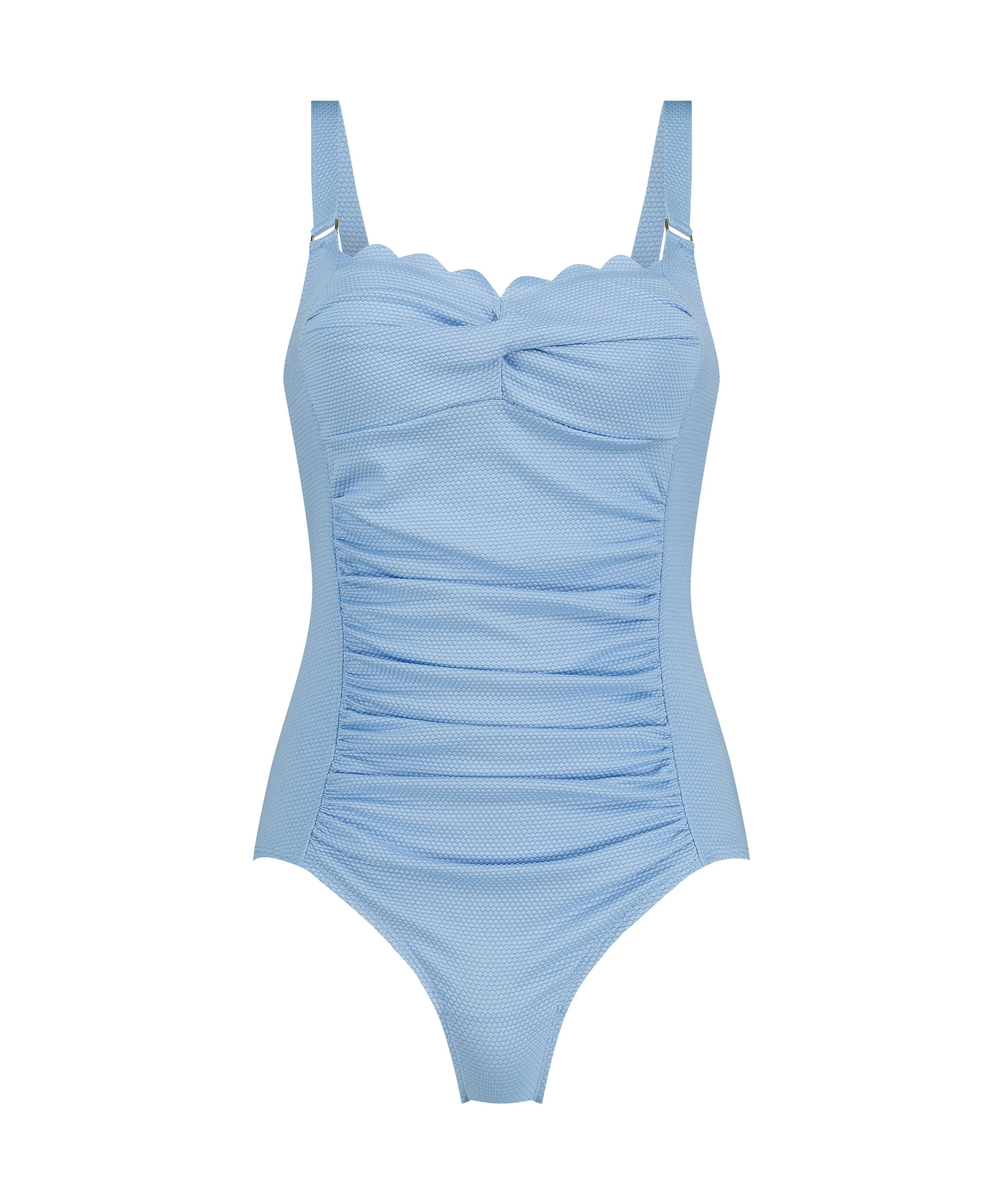 Shaping Scallop Swimsuit, Blue, main