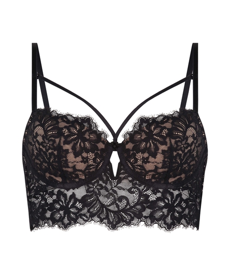 Isabella Padded Underwired Longline Bra, Black