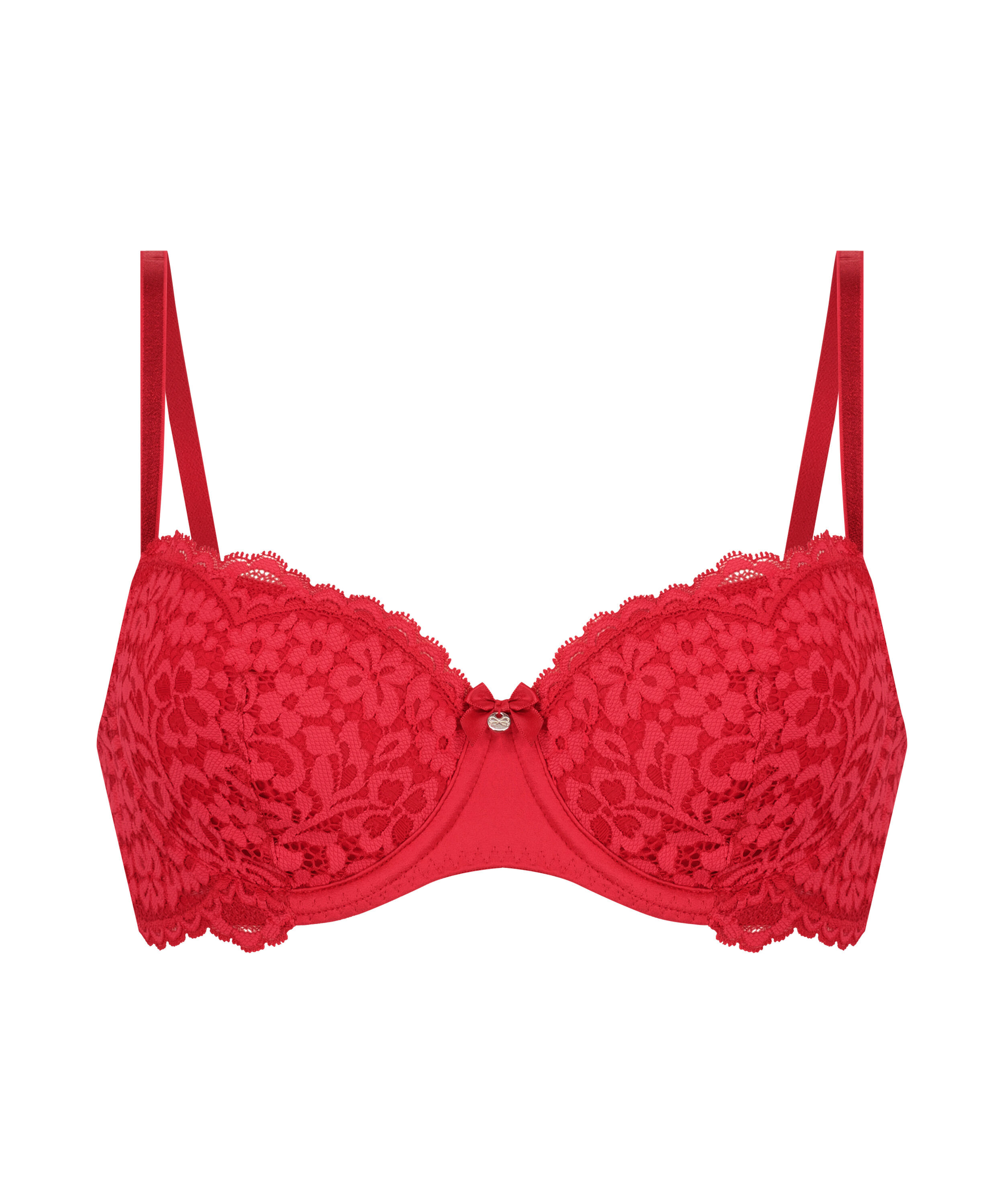 Rose Padded Underwired Bra, Red