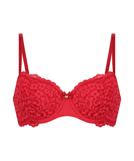 Rose Padded Underwired Bra, Red