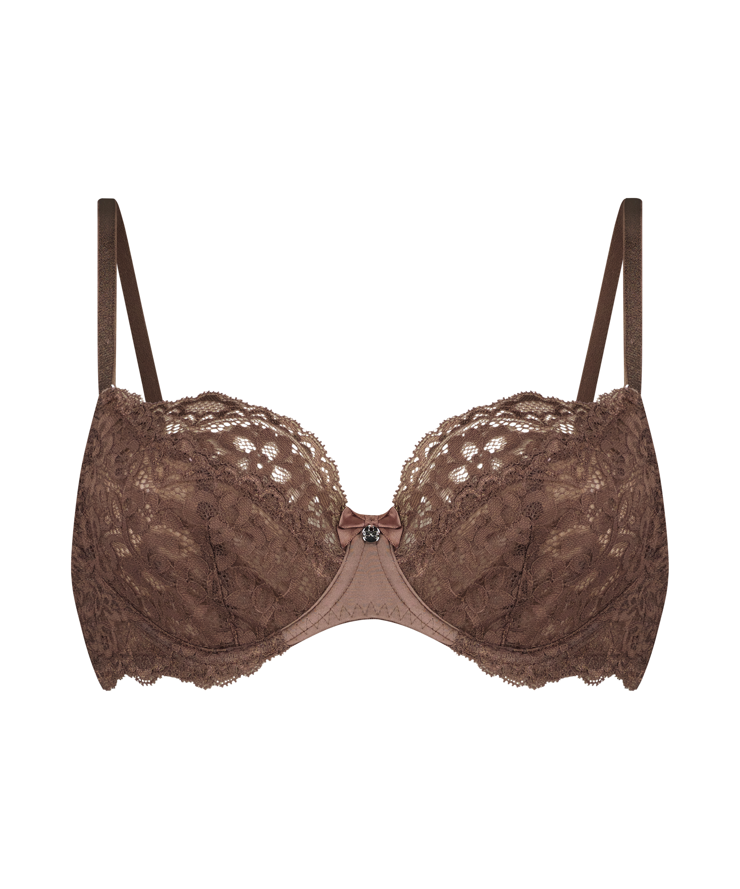 Marine Non-Padded Underwired Bra, Brown, main