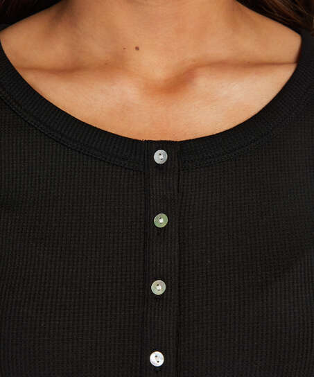 Long-Sleeved Pyjama Top , Black