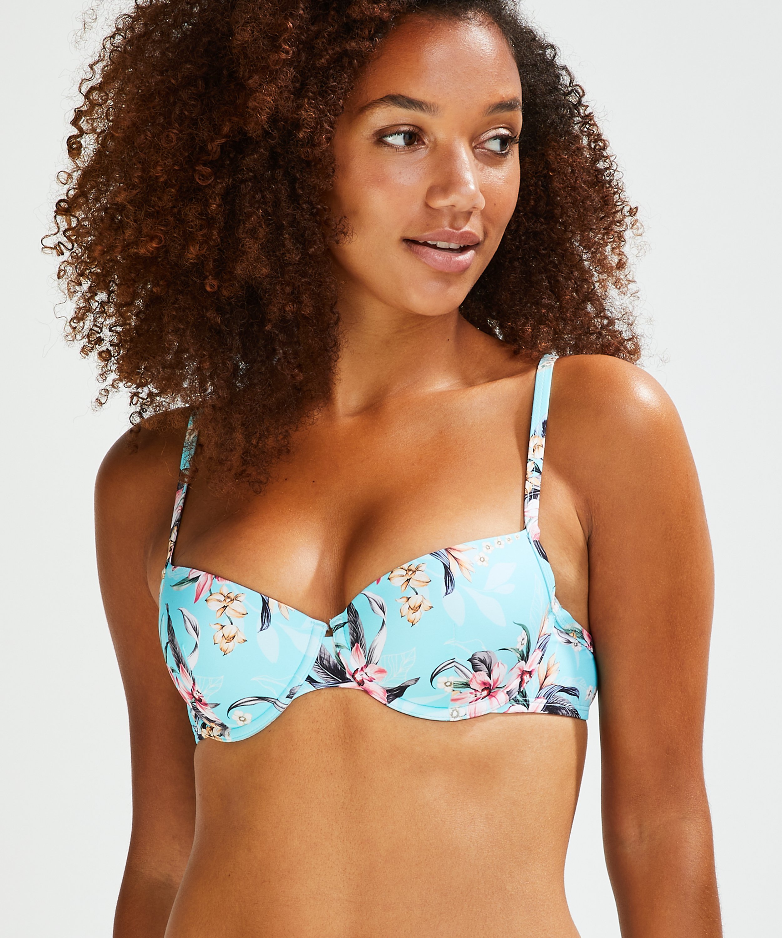 Bea padded underwired bikini top, Blue, main