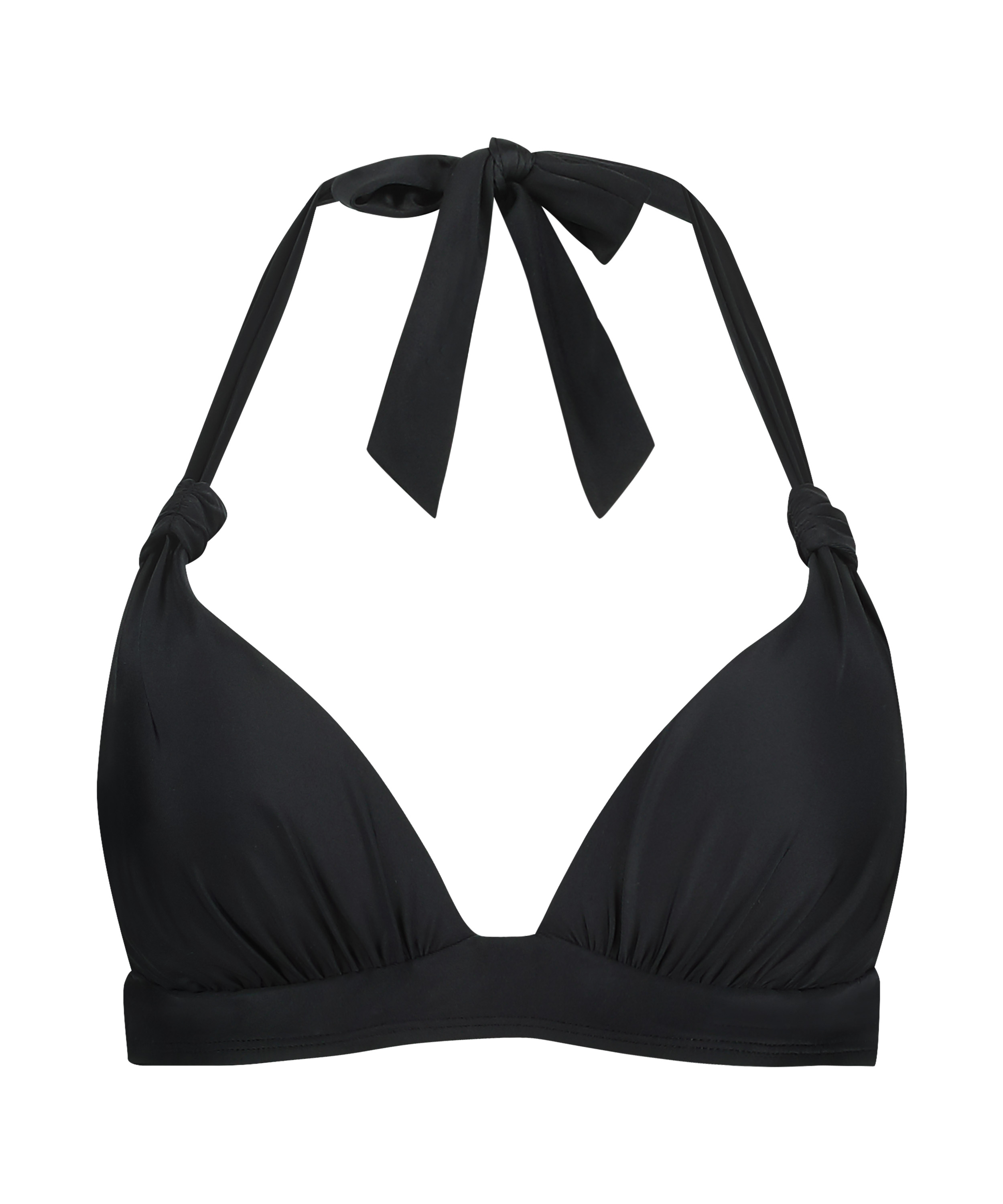 Luxe Triangle Bikini Top, Black, main