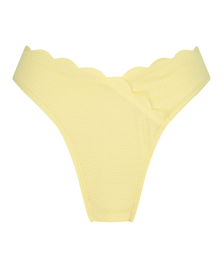 Scallop High-Leg Bikini Bottoms, Yellow