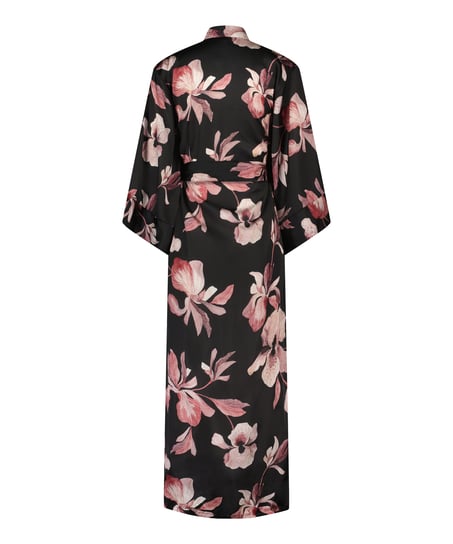 Bloom Satin Kimono, Black