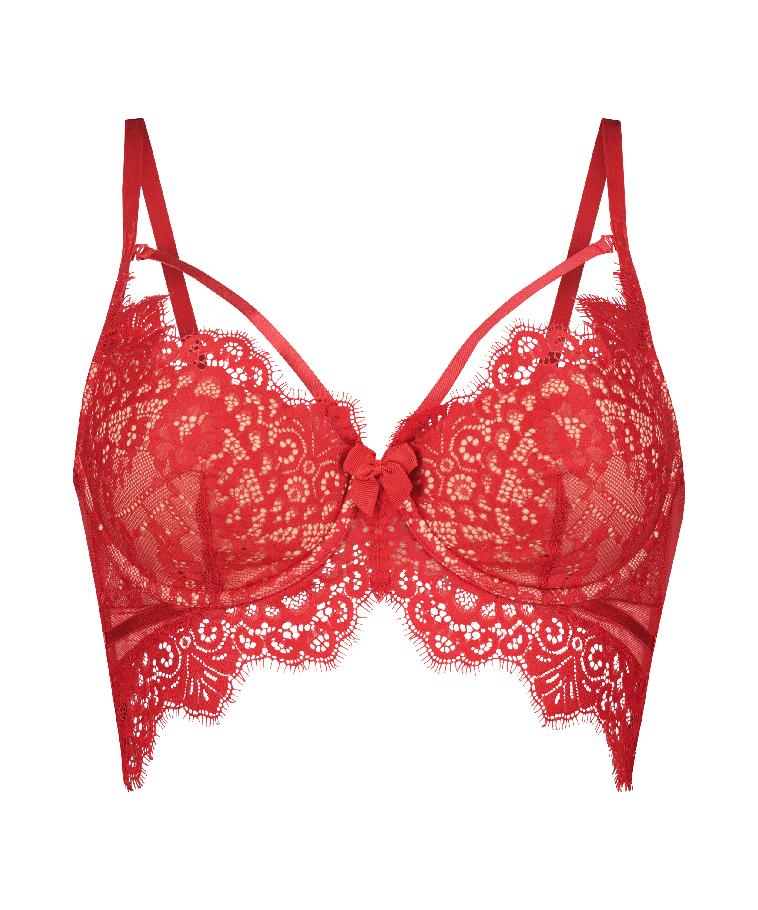 Marilee Padded Underwired Longline Bra, Red, main