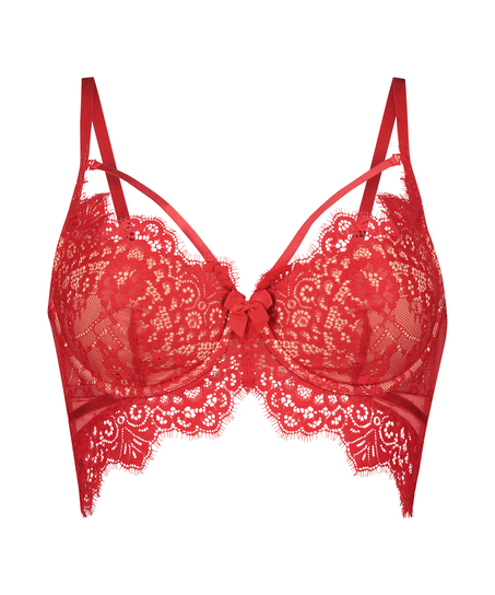 Marilee Padded Underwired Longline Bra, Red
