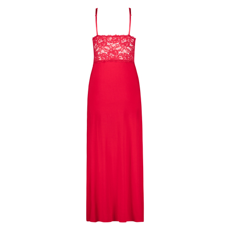 Long slip dress Modal lace, Red