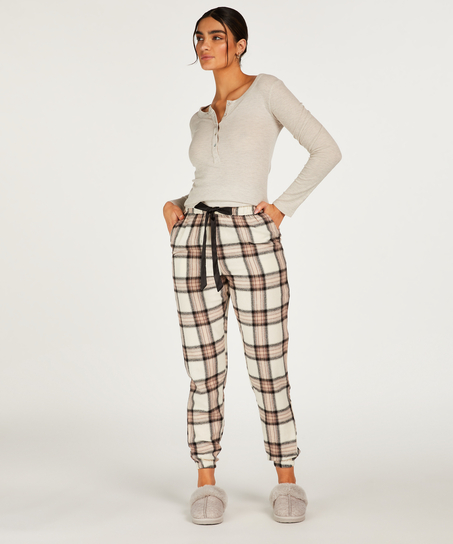 Petite Twill Check Pyjama Pants, Beige