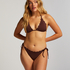 Scallop Lurex Triangle Bikini Top, Brown