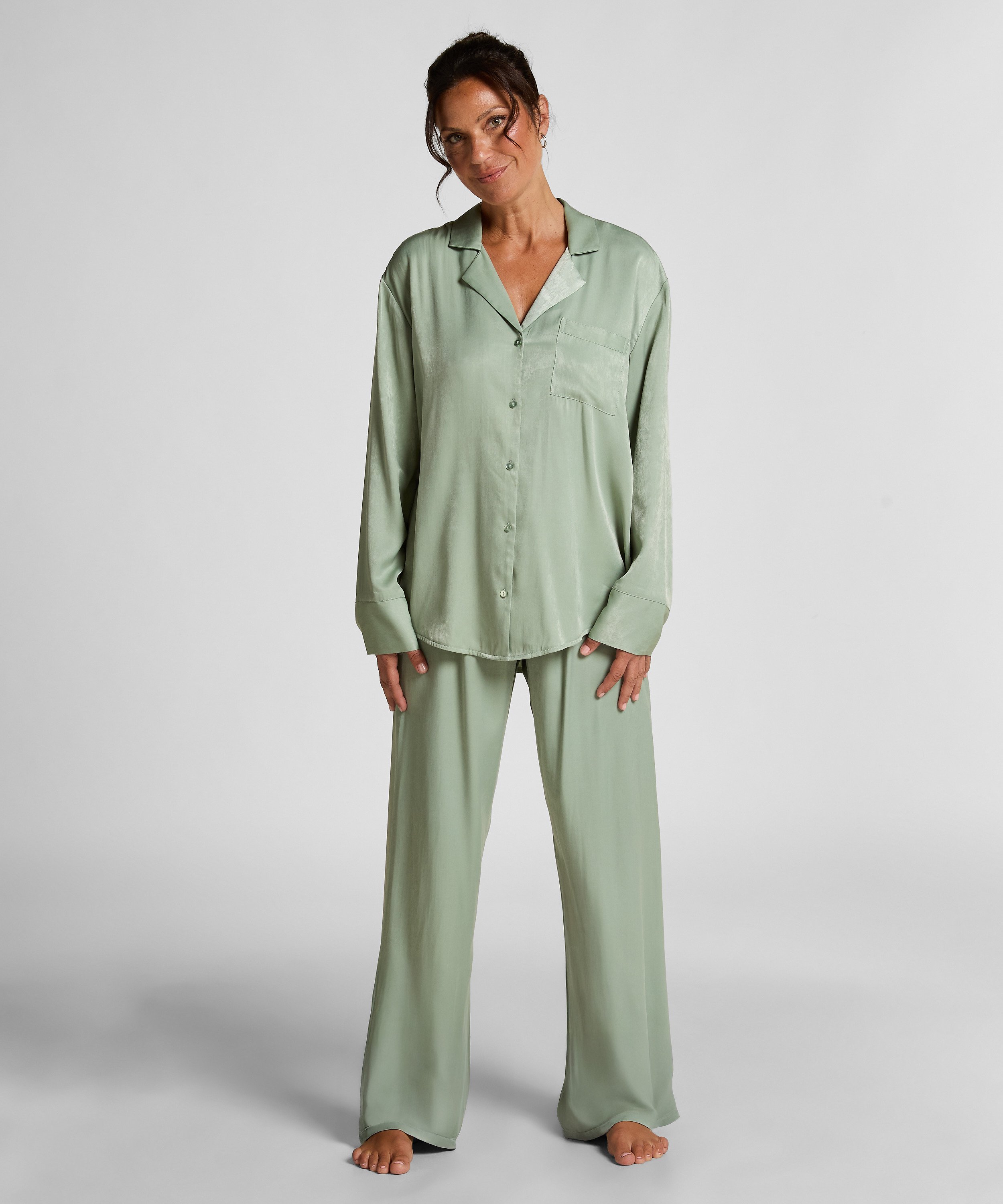 Satin Trousers, Green, main