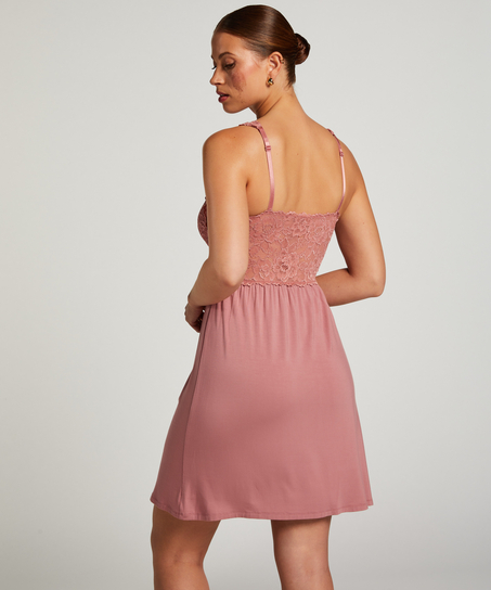 Nora Lace Slip Dress, Pink