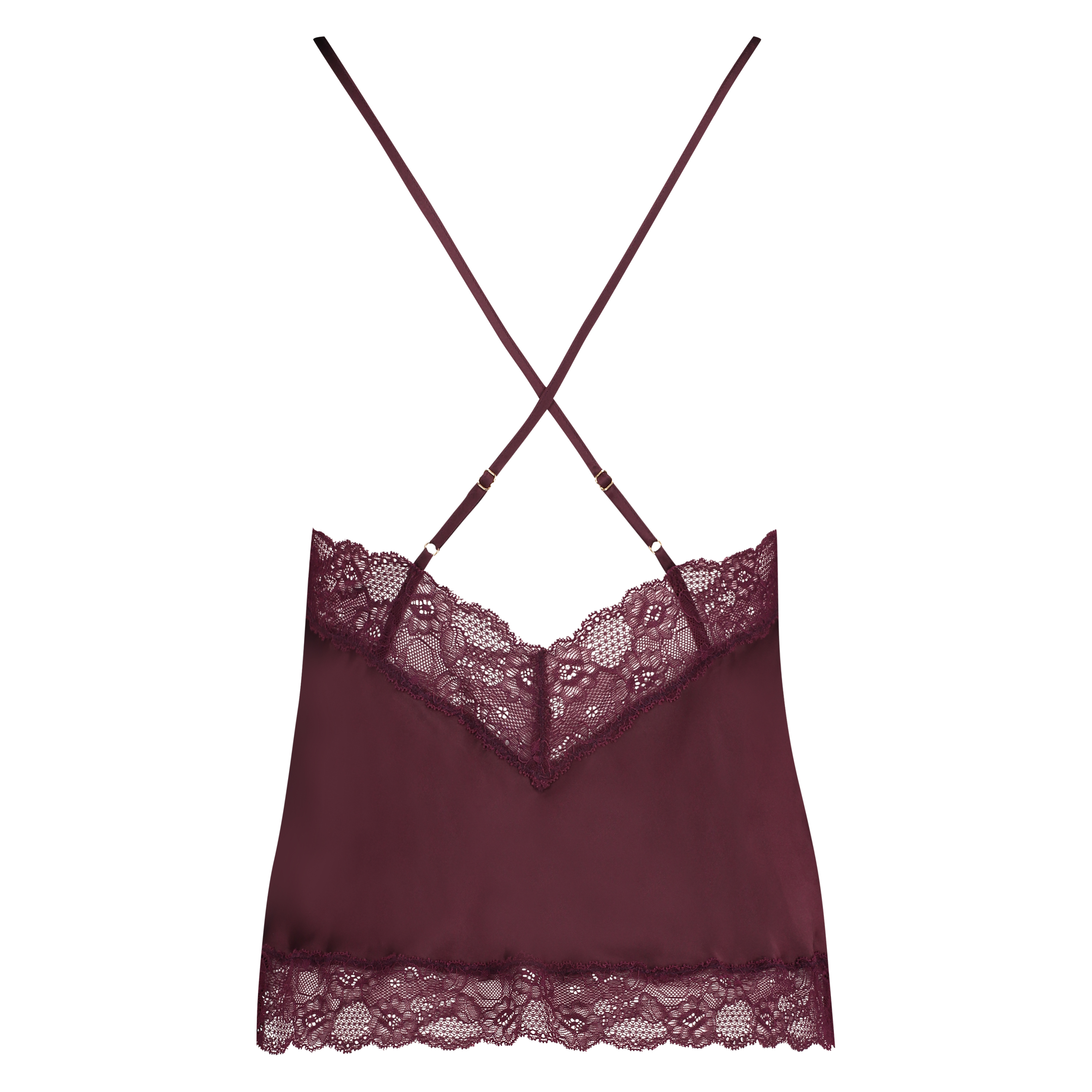 Satin Lace cami top, Red, main
