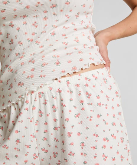 Ribbed Pyjama Shorts, White