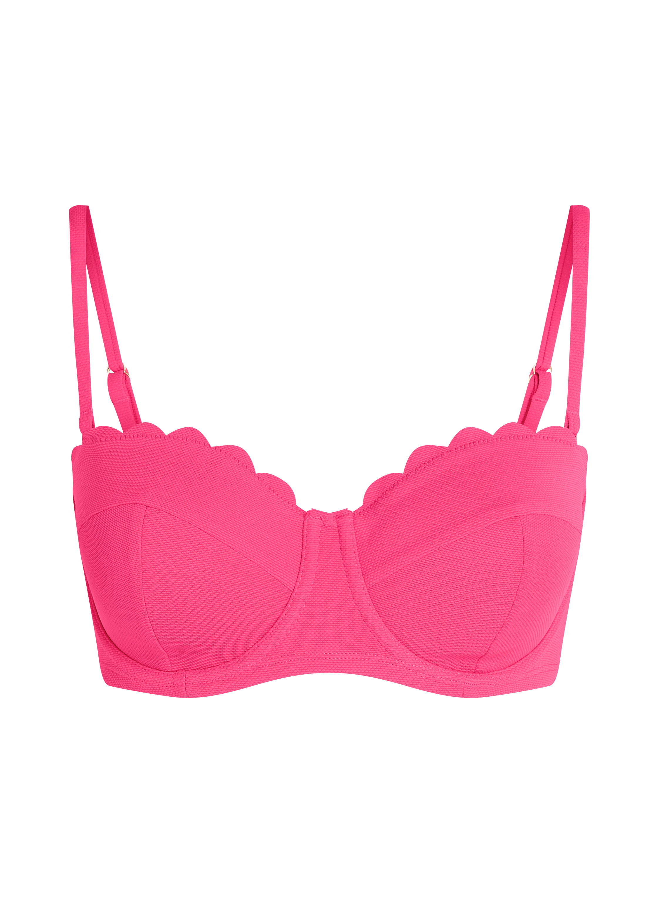 Scallop Padded Strapless Underwired Bikini Top Cup E +, Pink