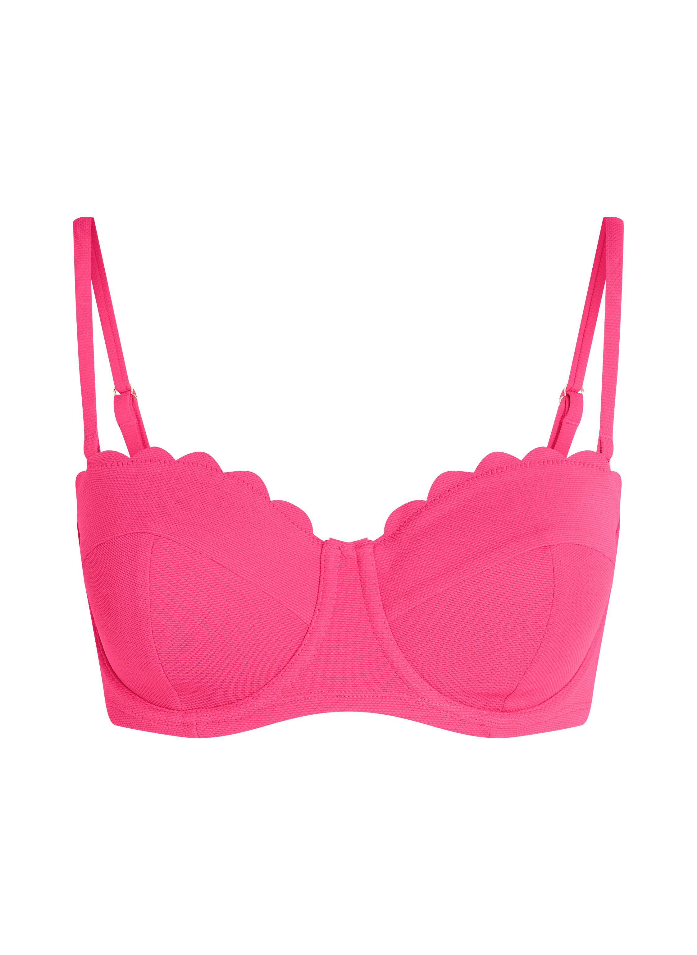 Scallop Padded Strapless Underwired Bikini Top Cup E +, Pink, main