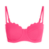 Scallop Padded Strapless Underwired Bikini Top Cup E +, Pink