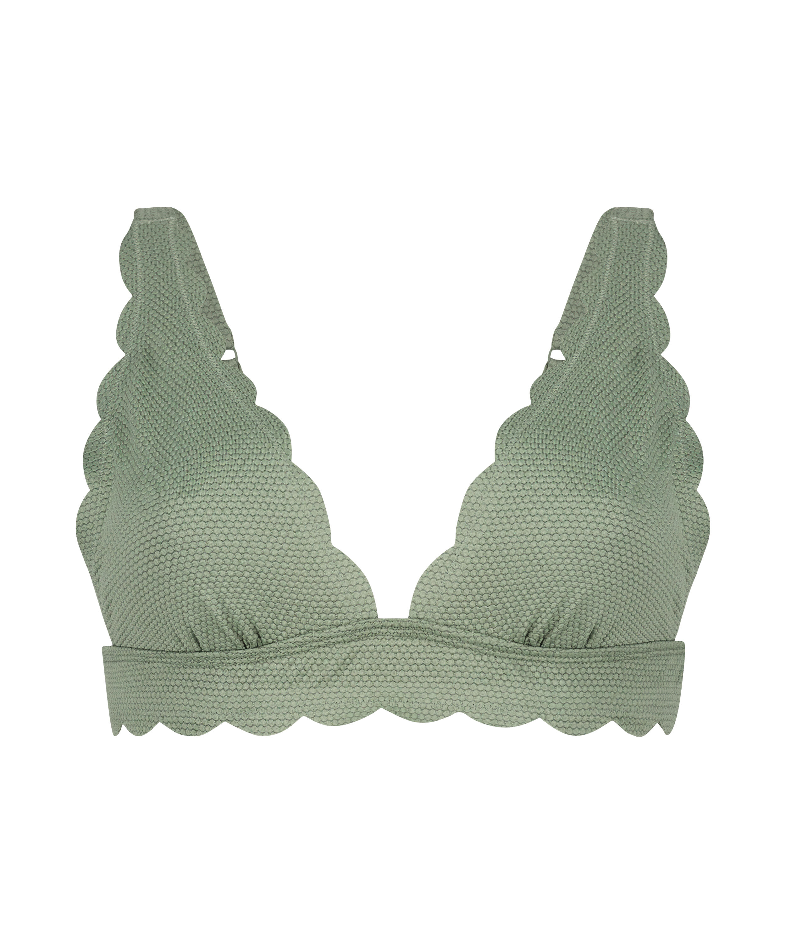 Scallop triangle bikini top, Green