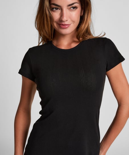 Pointelle Top, Black