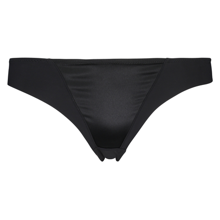 Satin fleece thong, Black