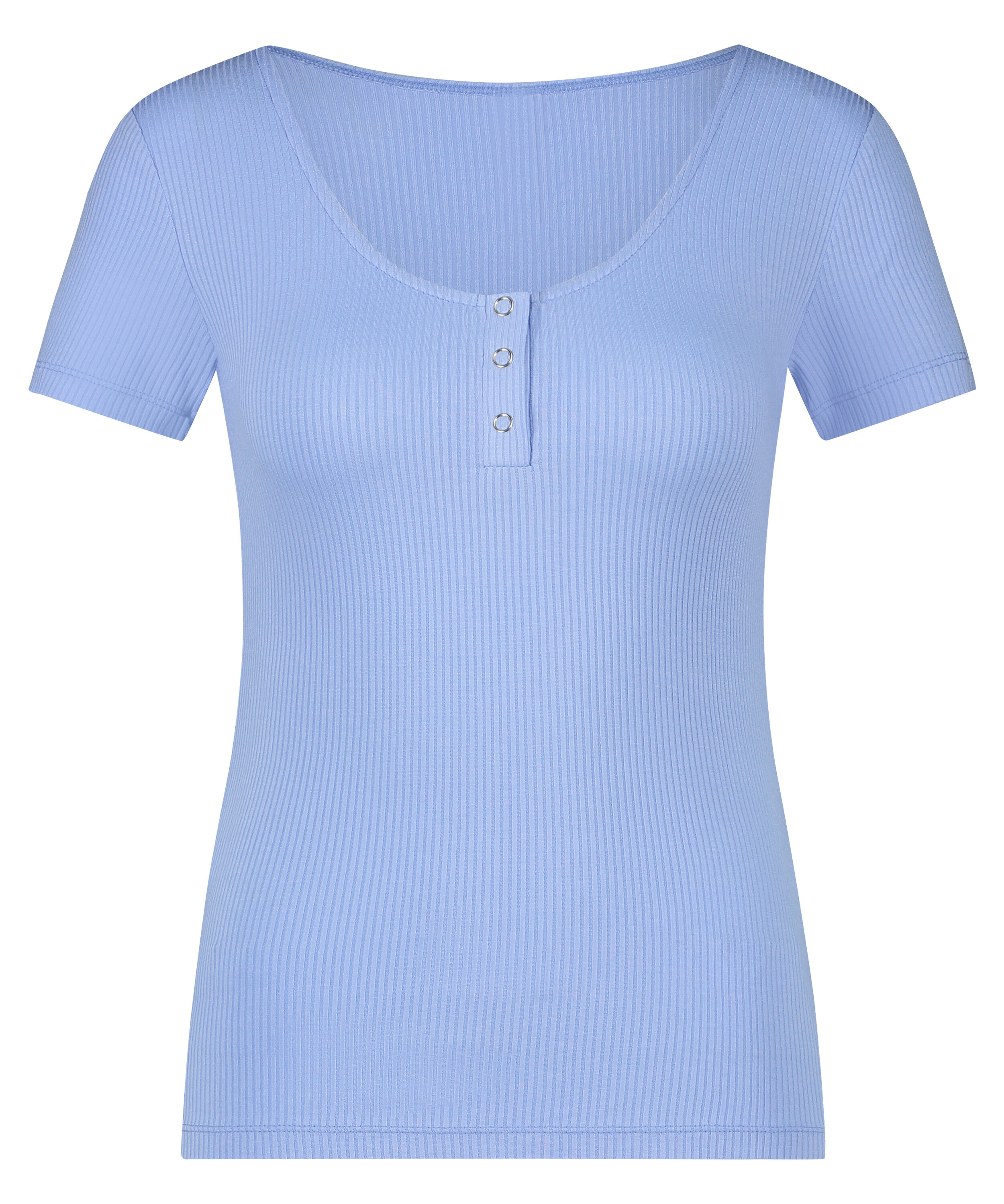 Henley Short Sleeved Pyjama Top, Blue