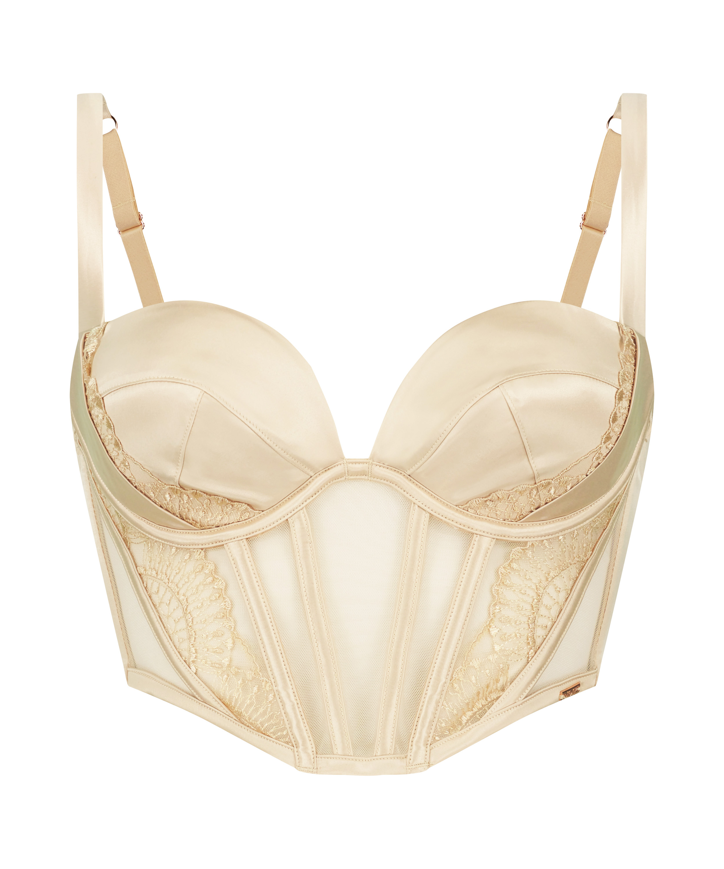 Stella Padded Underwired Longline Bra, Yellow, main