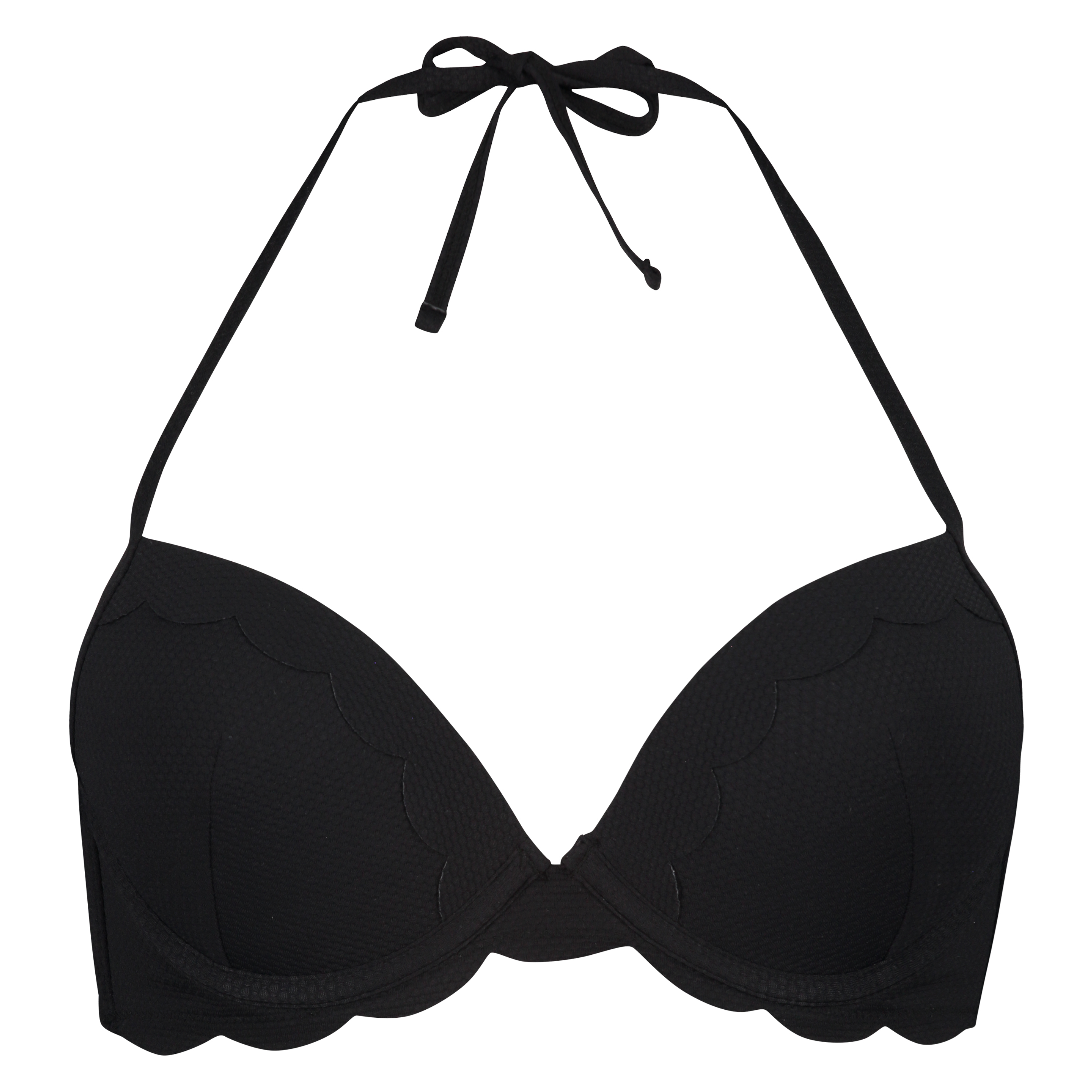 Scallop push-up underwired bikini top Cup A - E, Black, main