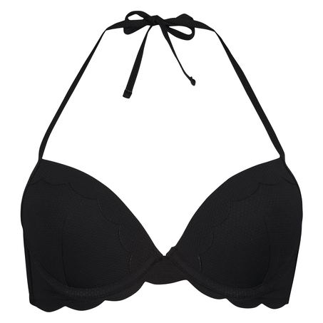 Scallop push-up underwired bikini top Cup A - E, Black
