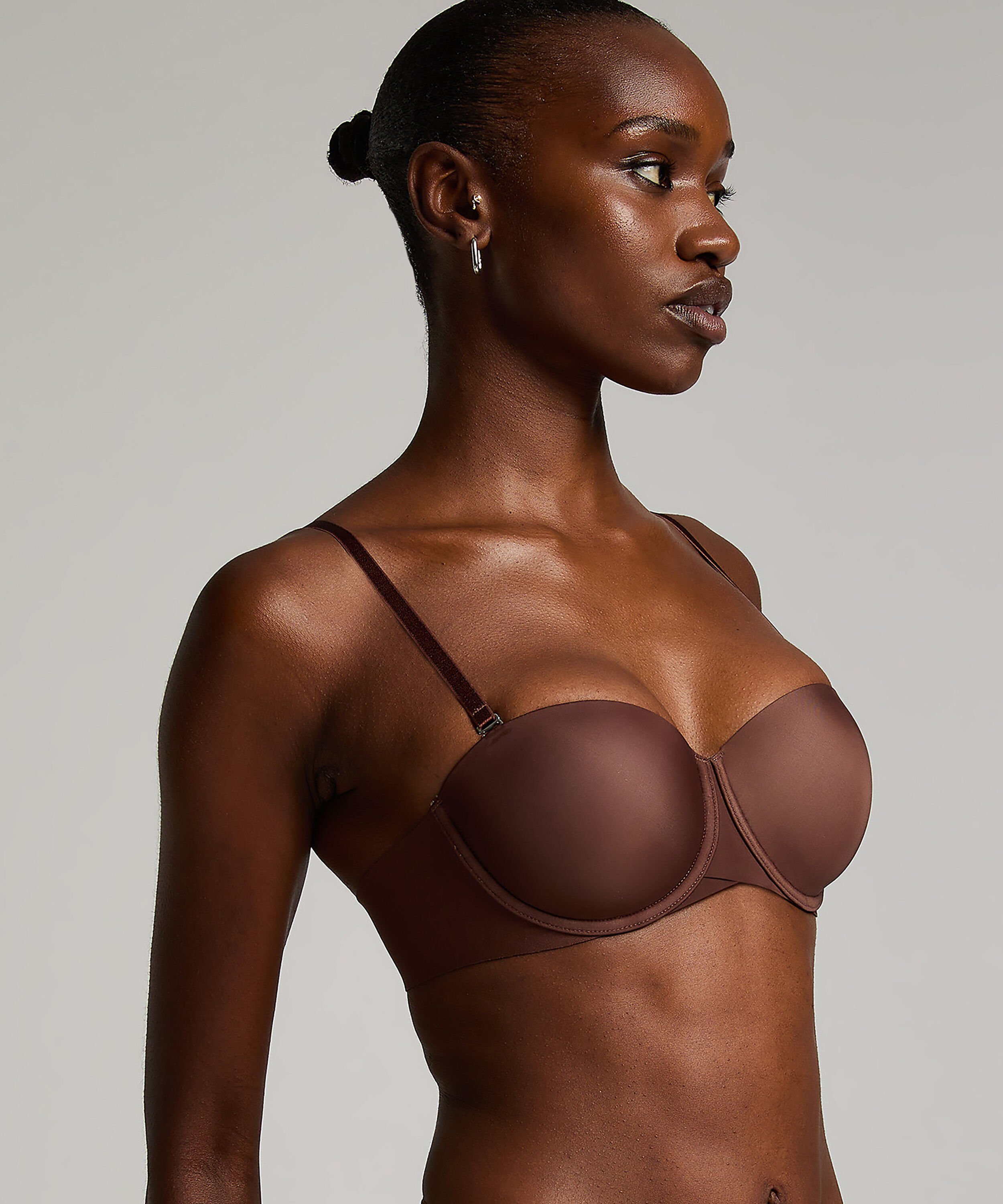 Jane Padded Underwired Strapless Bra, Brown