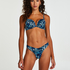 Leo padded underwired bikini top, Blue