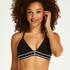 Casey cotton padded triangle bralette, Black